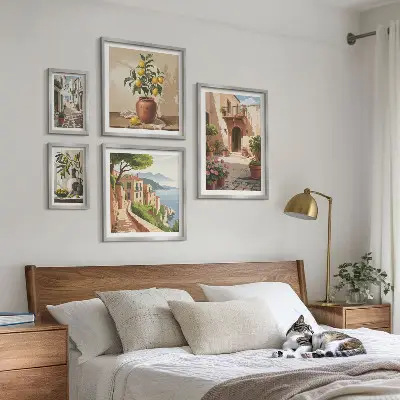 Wanddecoratie compositie Straatbloemen in mediterrane stijl
