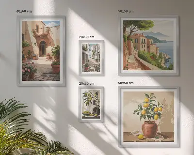 Wanddecoratie compositie Straatbloemen in mediterrane stijl