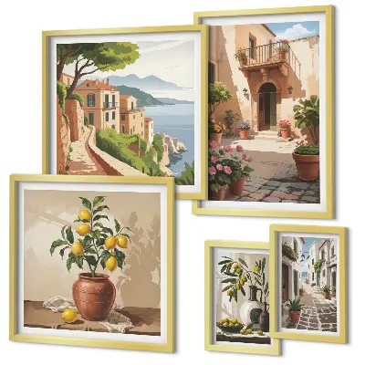 Wanddecoratie compositie Straatbloemen in mediterrane stijl