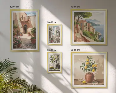 Wanddecoratie compositie Straatbloemen in mediterrane stijl