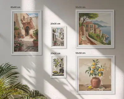 Wanddecoratie compositie Straatbloemen in mediterrane stijl