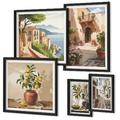 Wanddecoratie compositie Straatbloemen in mediterrane stijl