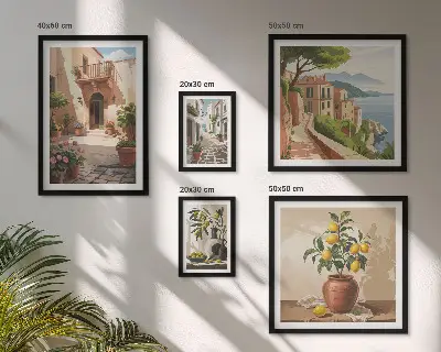 Wanddecoratie compositie Straatbloemen in mediterrane stijl