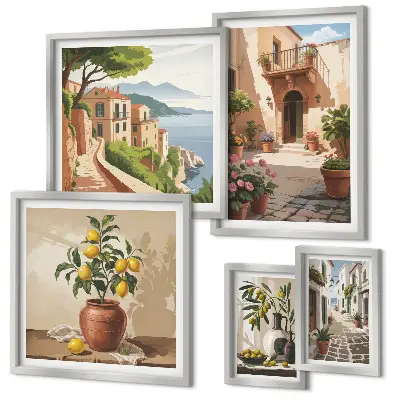 Wanddecoratie compositie Straatbloemen in mediterrane stijl