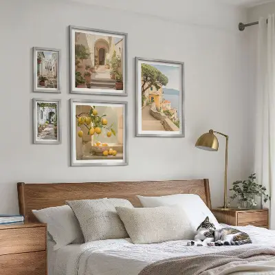 Wanddecoratie compositie Charmante straatjes vol vis en zeevruchten