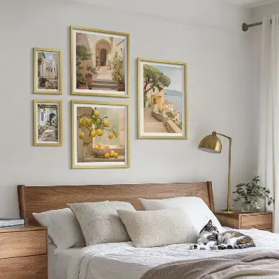 Wanddecoratie compositie Charmante straatjes vol vis en zeevruchten