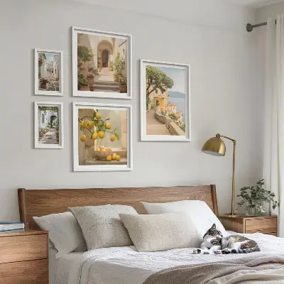 Wanddecoratie compositie Charmante straatjes vol vis en zeevruchten
