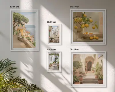 Wanddecoratie compositie Charmante straatjes vol vis en zeevruchten
