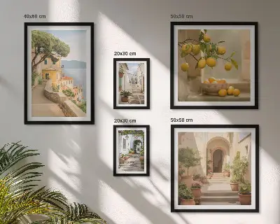 Wanddecoratie compositie Charmante straatjes vol vis en zeevruchten