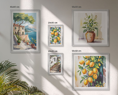 Moderne schilderijen set Landschappen met citrusbomen en vegetatie
