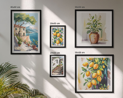 Moderne schilderijen set Landschappen met citrusbomen en vegetatie