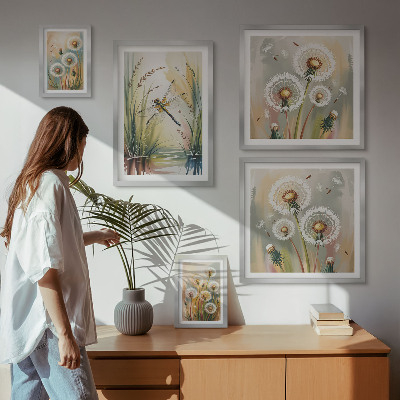 Moderne schilderijen set Bloemenlibellen in natuurlijke stijl