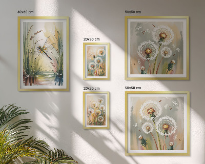 Moderne schilderijen set Bloemenlibellen in natuurlijke stijl