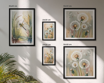 Moderne schilderijen set Bloemenlibellen in natuurlijke stijl
