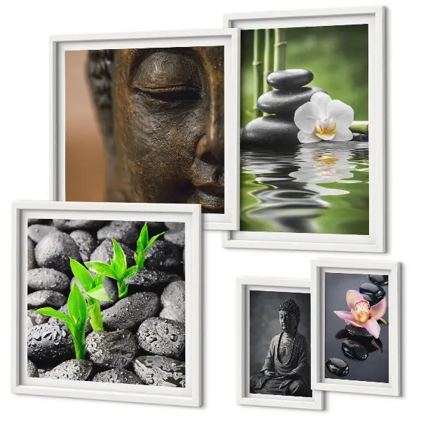 Wanddecoratie compositie met een ontspannende zen-sfeer