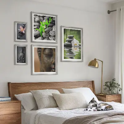 Wanddecoratie compositie met een ontspannende zen-sfeer