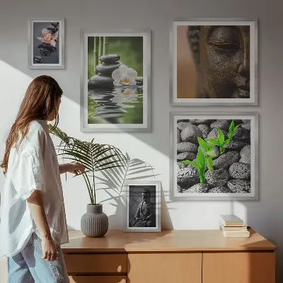 Wanddecoratie compositie met een ontspannende zen-sfeer