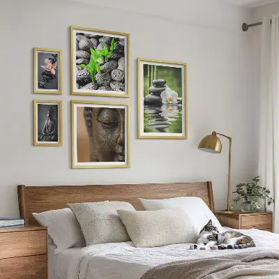 Wanddecoratie compositie met een ontspannende zen-sfeer