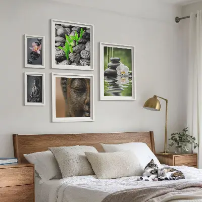 Wanddecoratie compositie met een ontspannende zen-sfeer