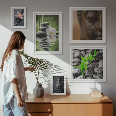 Wanddecoratie compositie met een ontspannende zen-sfeer