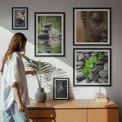 Wanddecoratie compositie met een ontspannende zen-sfeer