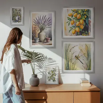 Gallery wall set met rustieke olijven en citroenbloesem