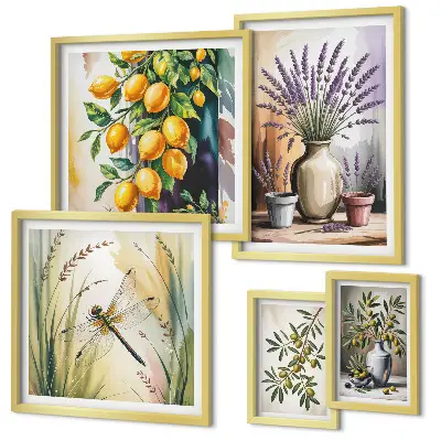 Gallery wall set met rustieke olijven en citroenbloesem