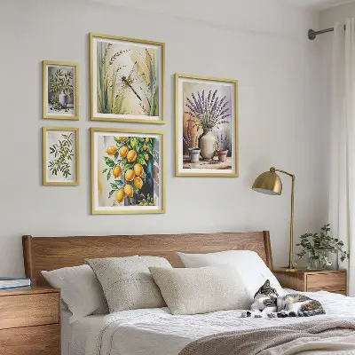Gallery wall set met rustieke olijven en citroenbloesem
