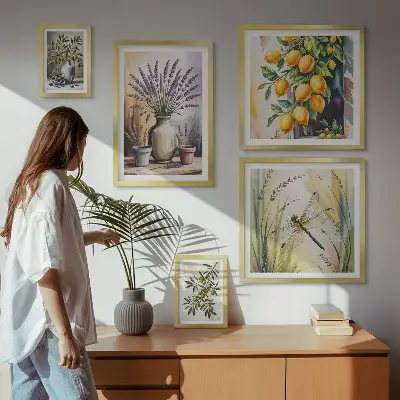 Gallery wall set met rustieke olijven en citroenbloesem