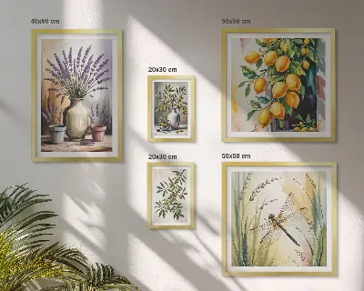 Gallery wall set met rustieke olijven en citroenbloesem