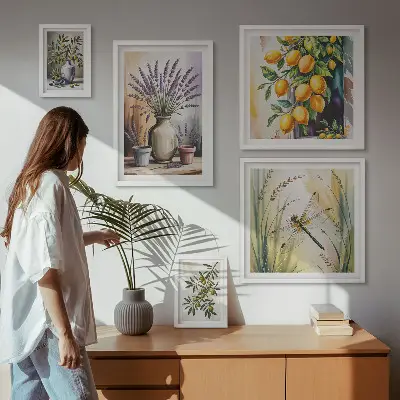 Gallery wall set met rustieke olijven en citroenbloesem