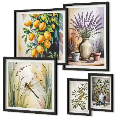 Gallery wall set met rustieke olijven en citroenbloesem