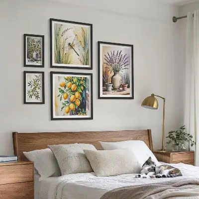 Gallery wall set met rustieke olijven en citroenbloesem