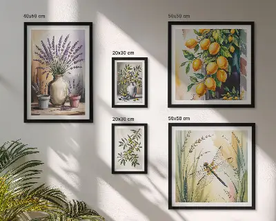 Gallery wall set met rustieke olijven en citroenbloesem