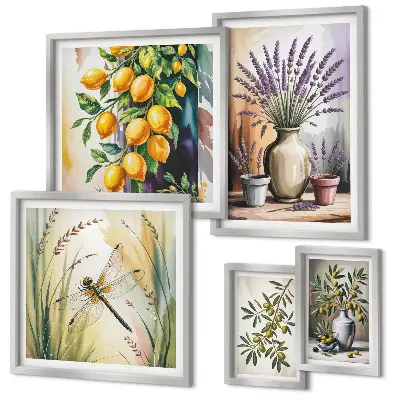 Gallery wall set met rustieke olijven en citroenbloesem