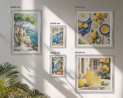 Wanddecoratie citroenen met een schilderachtig uitzicht schilderachtige compositie