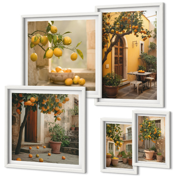 Wanddecoratie compositie Citrusvruchten in de tuin