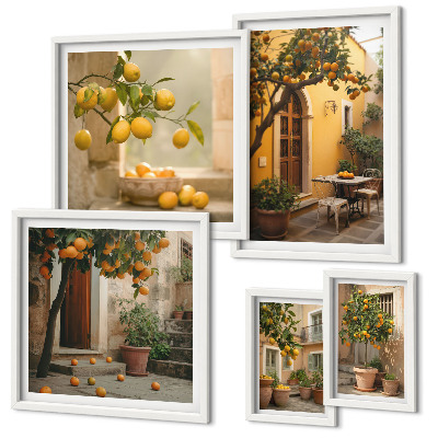 Wanddecoratie compositie Citrusvruchten in de tuin
