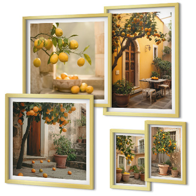 Wanddecoratie compositie Citrusvruchten in de tuin