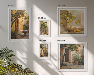 Wanddecoratie compositie Citrusvruchten in de tuin