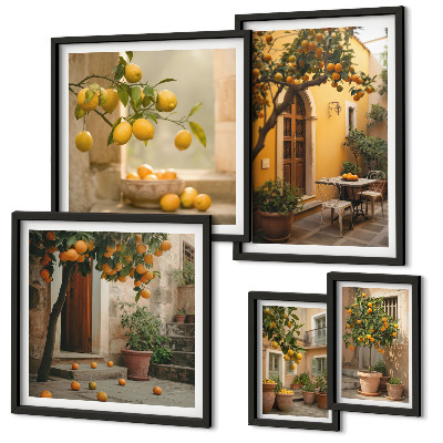 Wanddecoratie compositie Citrusvruchten in de tuin
