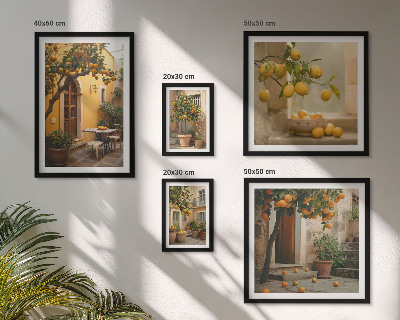 Wanddecoratie compositie Citrusvruchten in de tuin
