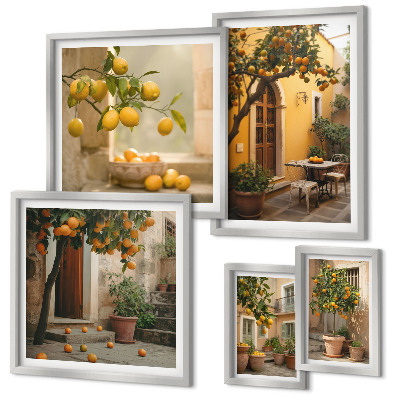 Wanddecoratie compositie Citrusvruchten in de tuin