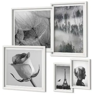 Gallery wall Zwart-witte natuurstad