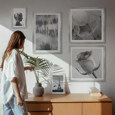 Fotowand zwart-witte natuur en stad