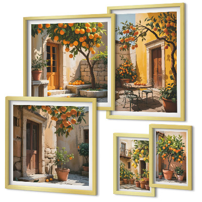 Wanddecoratie compositie Citrusvruchten in tuinen