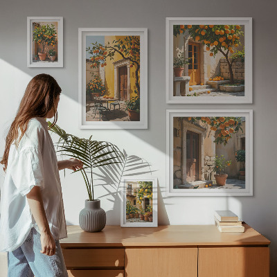 Wanddecoratie compositie Citrusvruchten in tuinen
