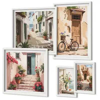 Gallery wall Charmante straatjes met een fiets