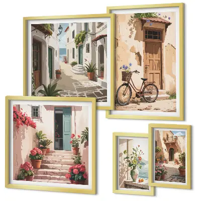 Gallery wall Charmante straatjes met een fiets