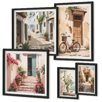 Gallery wall Charmante straatjes met een fiets